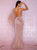 Sexy Rose Gold V-Neck Single Sleeve Sequins Split Party Maxi Dress - minxxshop.com