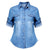 Retro Blue Jean Soft Denim Long Sleeve Tops Blouse Casual Shirt - minxxshop.com