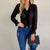 Long Sleeve V-Neck Sheer Blouse - minxxshop.com