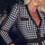 Hounds tooth Front Slit V- Neck Dress With Button Detail - minxxshop.com