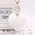 Heart Pom Pom Key Chain With Round Crystal Ball - minxxshop.com