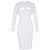 Cut Out High Neck Long Sleeve Party Midi Dress - minxxshop.com